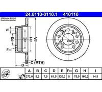 1X Brake disc ATE 24.0110-0110.1 for BMW 5 (E12) 2.5 1973-1976