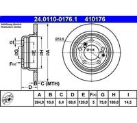 1X Brake disc ATE 24.0110-0176.1 for BMW 7 (E23) 3.2 1977-1986