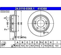 1X Brake disc ATE 24.0110-0368.1 for KIA CEE'D (JD) 1 2015-2018