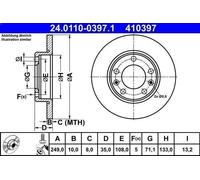 ATE Brake Disc 24.0110-0397.1, Fits Peugeot 308 II, 1 pc