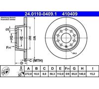ATE Brake Disc 24.0110-0409.1 – Solid, Fits SEAT AUDI SKODA VW CUPRA