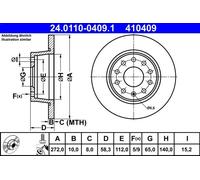 1X Brake disc ATE 24.0110-0409.1 VW TOURAN (1T3) 2 2010-2015