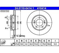 Brake disc ATE 24.0110-0414.1 for KIA PROCEED (CD) 1.4 2018-202
