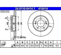 1X Brake disc ATE 24.0110-0414.1 for KIA CEED (CD) 1.4 2018-2020