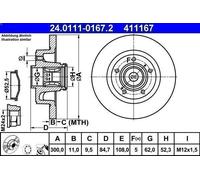 X2 PCS 24.0111-0167.2 BRAKE DISC ATE