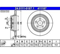 1X Brake disc ATE 24.0111-0187.1 for FORD GALAXY III (CK) 2 2018-2023