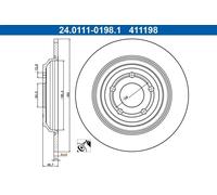1X Brake disc ATE 24.0111-0198.1 for FORD FOCUS IV (HN) 2 2018-2025