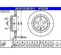 Brake Disc ATE 24.0112-0219.1 for OPEL