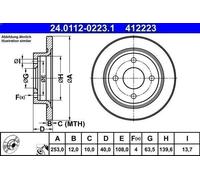 1X Brake disc ATE 24.0112-0223.1 for FIESTA VII (HJ, HF) 1 2020-2022