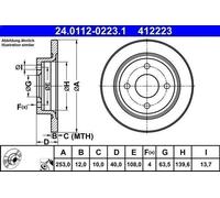 Genuine ATE Brake Disc For Ford FIESTA 18- H1BC-2A315-AB