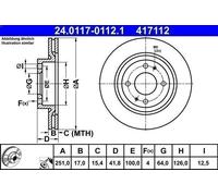 1X Brake disc ATE 24.0117-0112.1 for MIRAGE VI Saloon 1.2 2013-