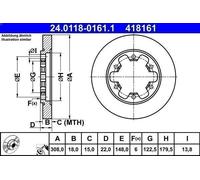 ATE 24.0118-0161.1 Brake disc