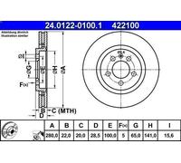 1X Brake disc ATE 24.0122-0100.1 for VW VENTO (1H2) 2 1991-1998