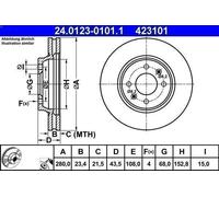 ATE Brake Disc 24.0123-0101.1 Vented for SAAB 900/9000 Combi Coupe - 2x