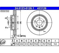 1X Brake disc ATE 24.0123-0126.1 for OPEL INSIGNIA B Grand Sport (Z18) 2 2020-