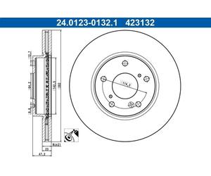 1X Brake disc ATE 24.0123-0132.1 for HONDA FR-V (BE) 2 2005-2006