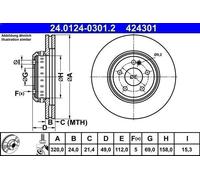 1X Brake disc ATE 24.0124-0301.2 for MERCEDES-BENZ GLC (X253) 2 2019-2022