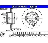 1X Brake disc ATE 24.0128-0174.1 for PORSCHE 911 (964) 3.6 1989-1993