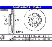 1X Brake disc ATE 24.0130-0246.1 for RANGE ROVER EVOQUE (L538) 2 2015-2019