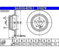 1X Brake disc ATE 24.0310-0278.1 for MERCEDES-BENZ CLS (C218) 2.2 2011-2017