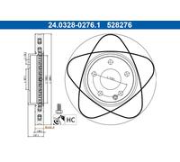 1X Brake disc ATE 24.0328-0276.1 for MERCEDES-BENZ A-CLASS (W176) 2 2013-2018