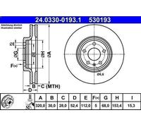 ATE Brake disc PowerDisc 24.0330-0193.1 Brake rotor,Brake discs AUDI,A4 Avant (8K5, B8),Q5 (8RB),A4 Limousine (8K2, B8),A5 Sportback (8TA)