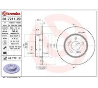 1X Brake disc BREMBO 08.7211.21 for MERCEDES-BENZ SLK (R171) 3 2005-2011