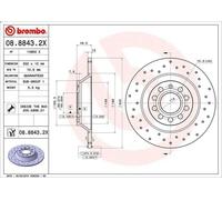 1X Brake disc BREMBO 08.8843.2X for AUDI A6 C6 (4F2) 3 2004-2006