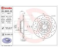 1X Brake disc BREMBO 08.8843.2X for AUDI A6 C6 (4F2) 3 2004-2006