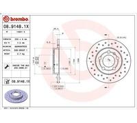 1X Brake disc BREMBO 08.9148.1X for AUDI A3 (8L1) 1.8 1996-2003