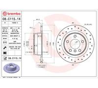 1X Brake disc BREMBO 08.C115.1X for BMW 1 (F20) 2 2011-2015