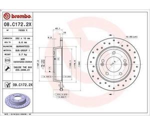 1X Brake disc BREMBO 08.C172.2X for HYUNDAI CRETA 2 2016-2021