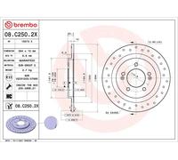 1X Brake disc BREMBO 08.C250.2X for HYUNDAI i40 I (VF) 2 2014-2019