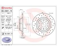 1X Brake disc BREMBO 08.C501.1X for VW TOURAN (5T1) 2 2015-2019