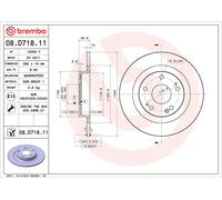 1X Brake disc BREMBO 08.D718.11 for HONDA CIVIC X Saloon (FC_) 1 2018-2022