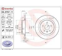 1X Brake disc BREMBO 08.D757.11 for OPEL ASTRA K (B16) 1.5 2019-2022