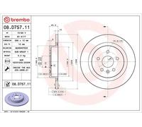 1X Brake disc BREMBO 08.D757.11 OPEL ASTRA K (B16) 1 2015-2019