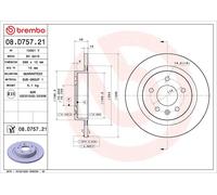 1X Brake disc BREMBO 08.D757.21 for OPEL INSIGNIA B Grand Sport (Z18) 2 2020-