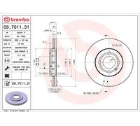 1X Brake disc BREMBO 09.7011.31 for SKODA CITIGO (NF1) 1 2012-2019
