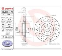 1X Brake disc BREMBO 09.8004.7X for ABARTH GRANDE PUNTO 1.4 2008-201