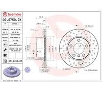2x Brake Discs Vented Grooved Front 284mm 09.9750.2X Brembo 34116792215