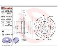 Brake disc BREMBO 09.A864.1X for TOYOTA AURIS (_E15_) 1.4 2007-2012