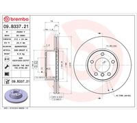1X Brake disc BREMBO 09.B337.21 for BMW 3 (E90) 2 2004-2007