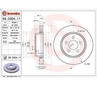 1X Brake disc BREMBO 09.C004.11 for DODGE NITRO 4 2006-2007