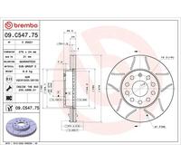 1X Brake disc BREMBO 09.C547.75 for SEAT LEON (5F1) 2 2013-2020