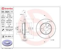 1X Brake disc BREMBO 09.C824.11 for OPEL KARL (C16) 1 2015-2018