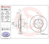 1X Brake disc BREMBO 09.D065.11 MAZDA 2 (DE_, DH_) 1.3 2007-2015