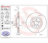 Brembo Brake Discs 09.D766.11 / 10444258A - Internally Vented - 2x Front - Fits VW Polo VI