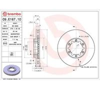 1X Brake disc BREMBO 09.E167.10 for NISSAN CABSTAR (F24M, F24W) 3 2006-2013