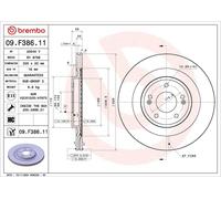 1X Brake disc BREMBO 09.F386.11 for SANTA FÉ III (DM, DMA) 2.2 2018-2018